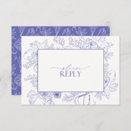 Elegant Lilac Lavender Floral Wedding QR Code RSVP Karte