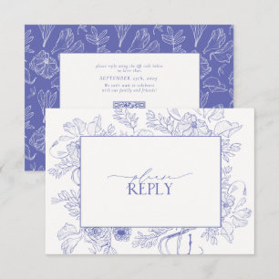 Elegant Lilac Lavender Floral Wedding QR Code RSVP Karte