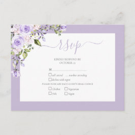 Elegant Lilac Lavender Rustic Lace Wedding RSVP Einladungspostkarte