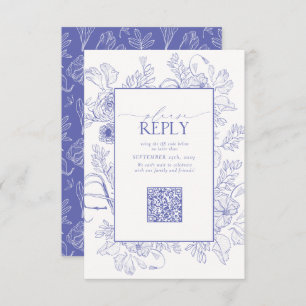 Elegant Lilac Lavender Wedding QR Code RSVP Karte