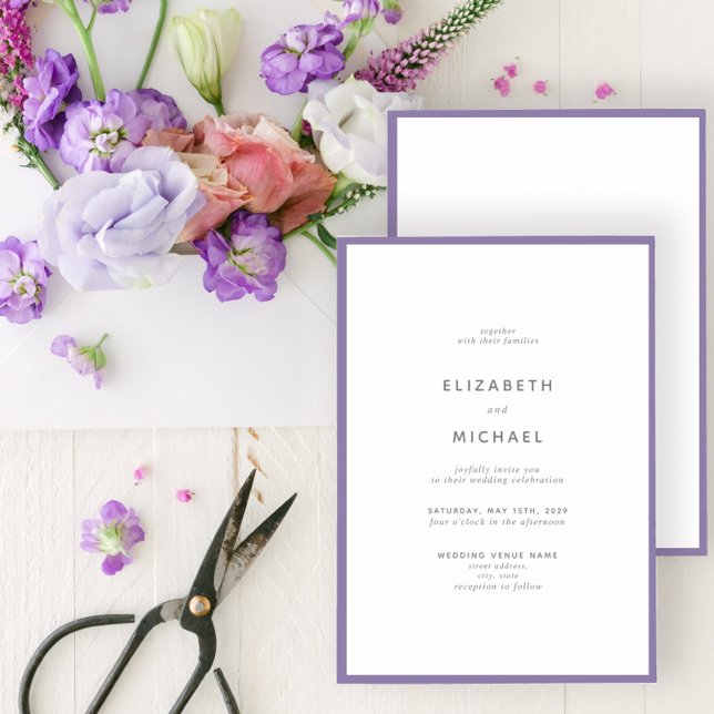 Elegant Lilac Lavender & White Typografy Wedding Einladung (Von Creator hochgeladen)