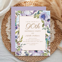 Elegant Lilac Lila Blumengrün 90. Geburtstag