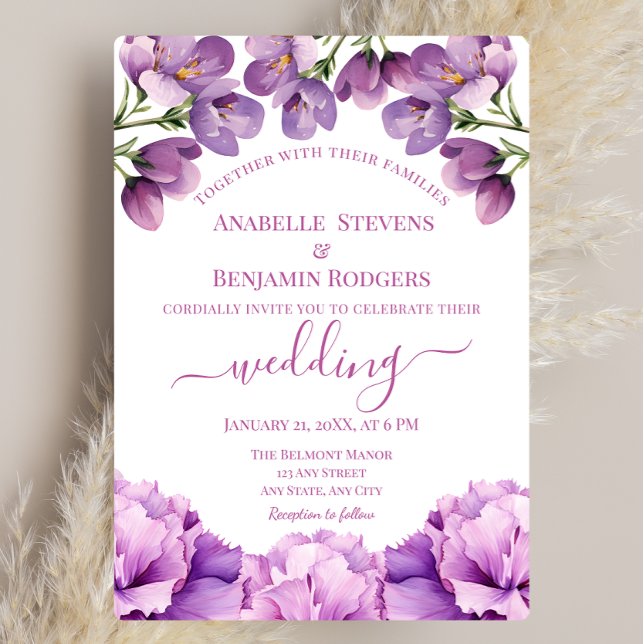 Elegant Lilac Lila Floral mit QR Code Wedding Einladung (Von Creator hochgeladen)