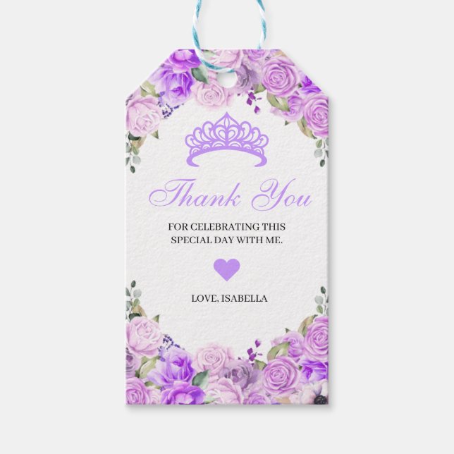 Elegant Lilac Lila Floral Vielen Dank Geschenkanhänger (Vorderseite)