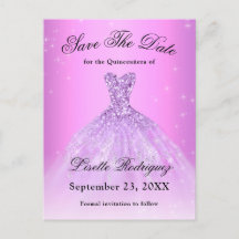 Elegant Lilac Lila Quinceanera Save the Date