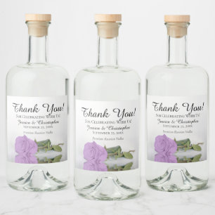 Elegant Lilac Lila Rose Chic Wedding Vielen Dank Alkoholflaschenetikett