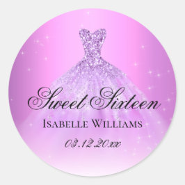 Elegant Lilac Lila Sweet 16 Runder Aufkleber