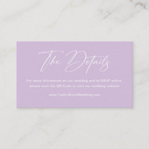 Elegant Lilac Lila Wedding Website Begleitkarte
