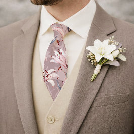 Elegant Lilac Lily Floral Wedding Tie Krawatte