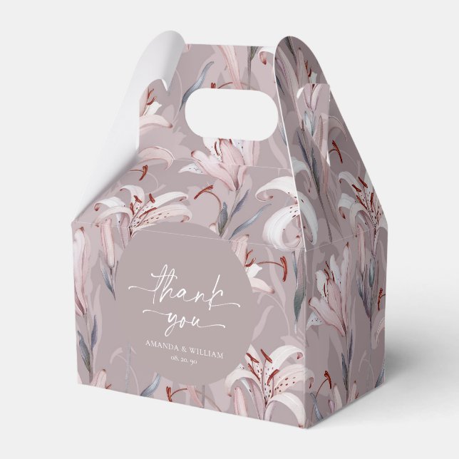 Elegant Lilac Lily Gastgeschenk Hochzeit Box Geschenkschachtel (Rückseite)