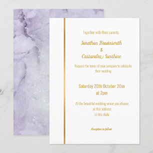 ELEGANT LILAC MARBLE GOLD WEDING INVITATION EINLADUNG