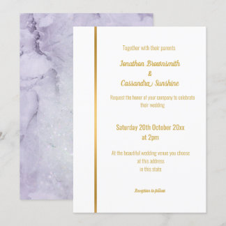 ELEGANT LILAC MARBLE GOLD WEDING INVITATION EINLADUNG