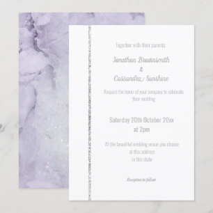 ELEGANT LILAC MARBLE SILVER SPARKLE WEDING EINLADUNG