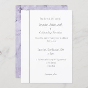 ELEGANT LILAC MARBLE SILVER WEDING INVITATION EINLADUNG