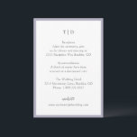 Elegant Lilac Monogram Modern Wedding Begleitkarte<br><div class="desc">Moderne Hochzeitskartentafeln,  die ein gepflegtes Design mit Serif- und Script-Schriftart bieten.</div>