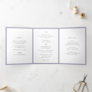 Elegant Lilac Monogram Modern Wedding Dreifach Gefaltete Einladung