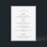 Elegant Lilac Monogram Modern Wedding Menükarte<br><div class="desc">Moderne Hochzeitsmenüs mit gepflegtem Design mit Serif- und Script-Schriftart.</div>