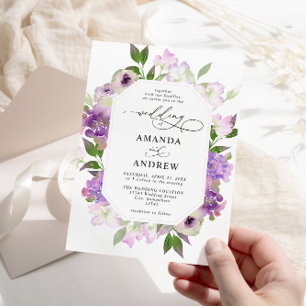 Elegant Lilac Purple Flowers Wedding Einladung