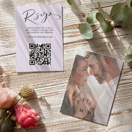 Elegant Lilac QR Code UAWG Wedding RSVP Karte