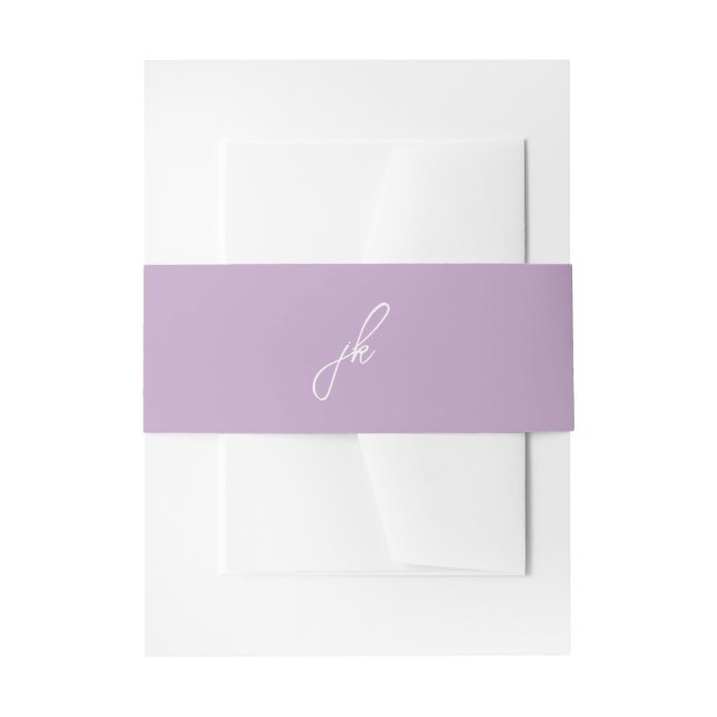 Elegant Lilac Script Monogram Wedding Einladungsbanderole (Vorderseite Beispiel)