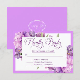 Elegant Lilac und Lavender Floral Islamische Hochz RSVP Karte