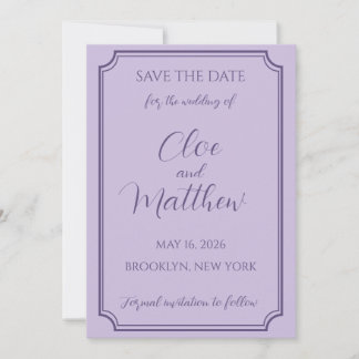 Elegant Lilac und Lavender Script Wedding Save The Date