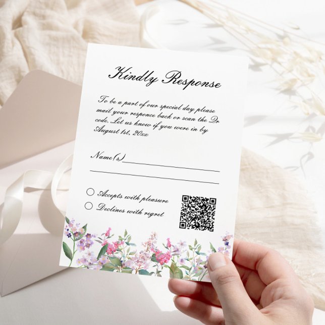 Elegant Lilac Watercolor Blume Hochzeit RSVP Karte (Von Creator hochgeladen)