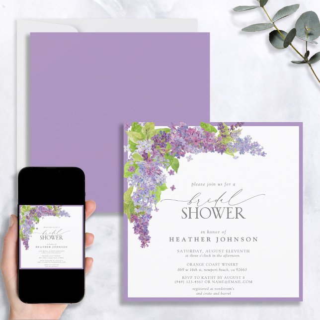 Elegant Lilac Watercolor Brautparty Invi Einladung (Von Creator hochgeladen)