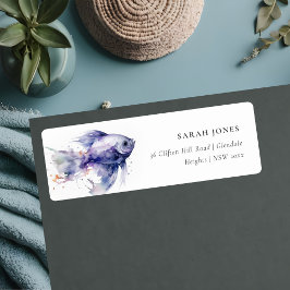 Elegant Lilac Watercolor Coastal Fish Address