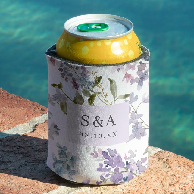 Elegant Lilac Wedding Mit Monogramm Dosenkühler (Elegant Lilac Wedding Monogrammed Can Cooler by Painted Paperie
)