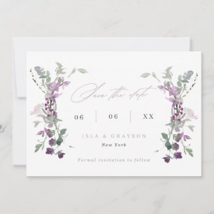 Elegant Lilac Wildblumen Hochzeitsstichtrafcode Save The Date