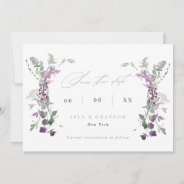 Elegant Lilac Wildflowers Wedding Save The Date