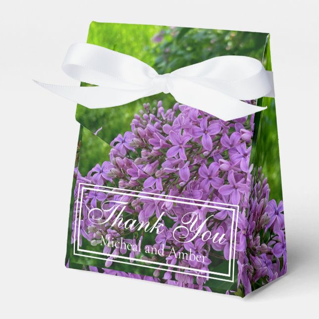 Elegant Lilacs lila Lavendel floral Vielen Dank Geschenkschachtel (Vorderseite)
