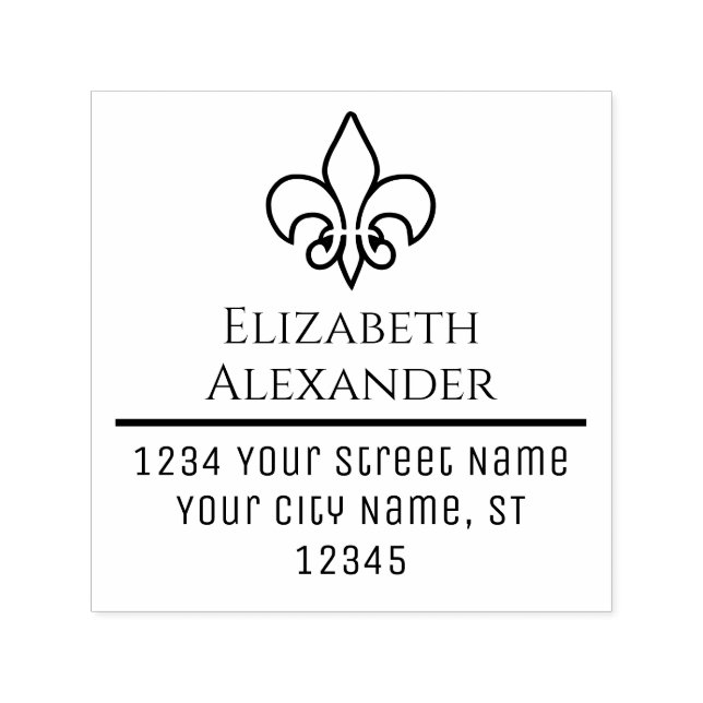 Elegant Lilie 10 Floral Französisch Name Adresse Permastempel (Design)