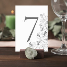 Elegant Lily Floral Wedding Table Number Card