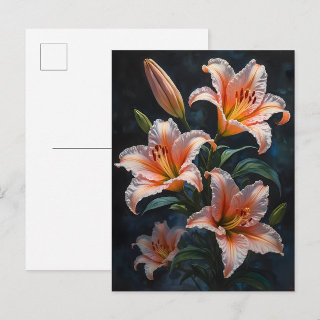Elegant Lily Flower Art – Premium Prints & Unique  Einladungspostkarte (Vorne/Hinten)