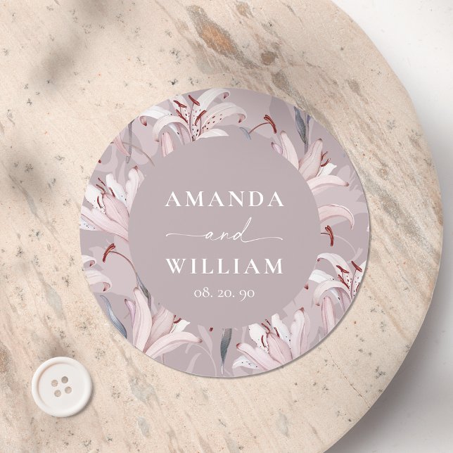 Elegant Lily Personalisiert Wedding Sticker (Von Creator hochgeladen)