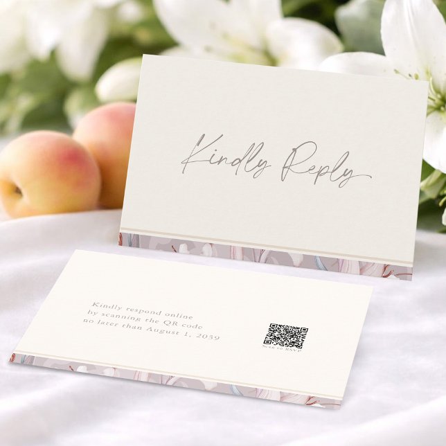 Elegant Lily Wedding RSVP Card with QR Code Einladung (Von Creator hochgeladen)