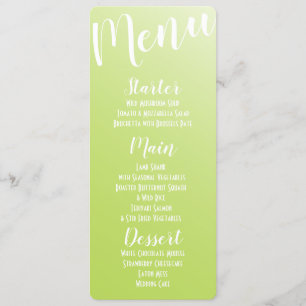 Elegant Lime Green Ombre Menü Menükarte