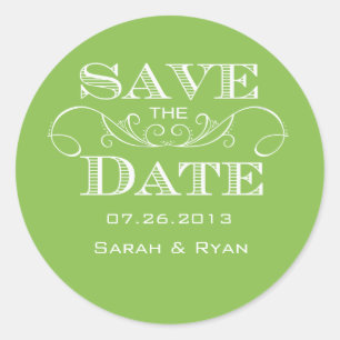 Elegant Lime Green Save the Date Sticker