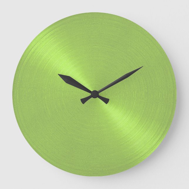 Elegant Lime Green Sheen Große Wanduhr (Vorderseite)