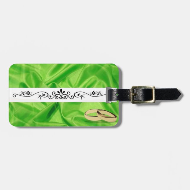 Elegant`Lime Green Silk Effect Wedding Gepäckanhänger (Vorderseite horizontal)