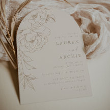 Elegant Line Art Boho Vintage Floral Wedding