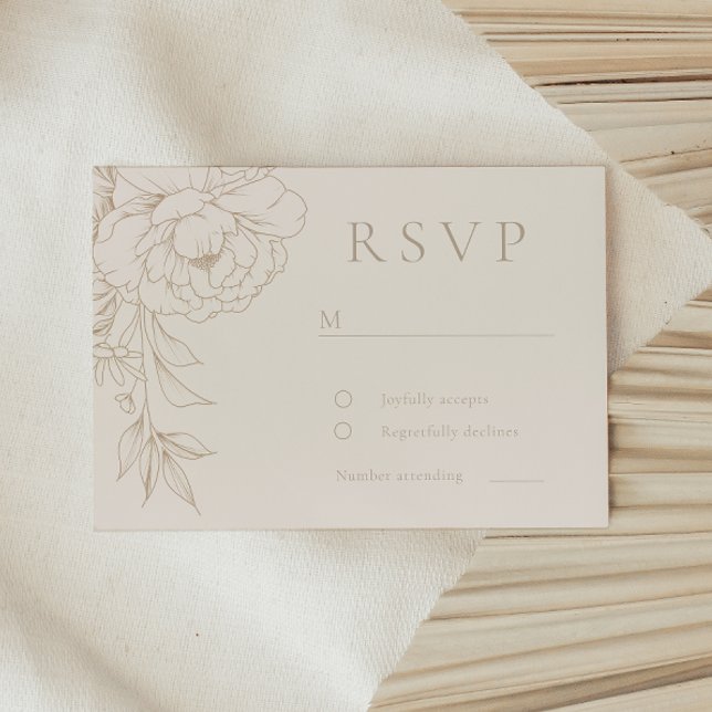 Elegant Line Art Boho Vintage Floral Wedding RSVP Karte (Von Creator hochgeladen)