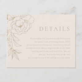 Elegant Line Art Vintage Floral Wedding Details Begleitkarte