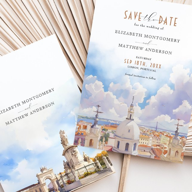 Elegant Lissabon Save the Date Hochzeitkarte Portu Einladung (Von Creator hochgeladen)