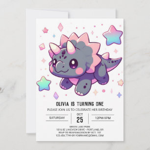 Elegant Little Dinosaur 1. Geburtstag Einladung