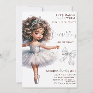 Elegant Little Girl Ballerina Geburtstag Einladung