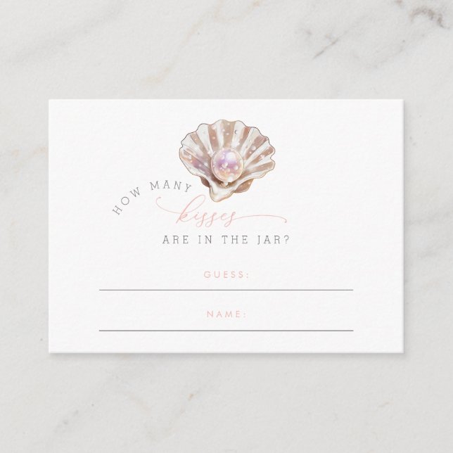 Elegant Little Pearl Wie viele Kisses Baby Shower Begleitkarte (Vorderseite)