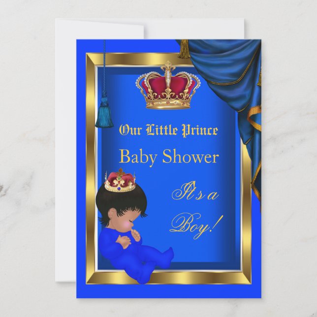 Elegant Little Prince Baby Shower Boy Blue 2 Einladung (Vorderseite)